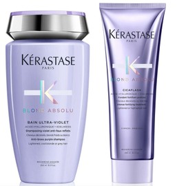 KERASTASE Blond Absolu Kit Tratamiento Para Cabello Rubio o Tonalidades Rubias Shampoo Bain Ultra Violet (250 Ml) y Acondicionador Cicaflash (200 Ml)