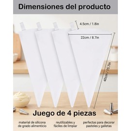 4 Piezas Mangas Pasteleras, Manga Pastelera Reutilizable Para Repostería Casera Y Profesional, Mangas Pasteleras Para Decorar Pasteles Y Galletas, Diseño Ergonómico Con Boquillas Incluidas