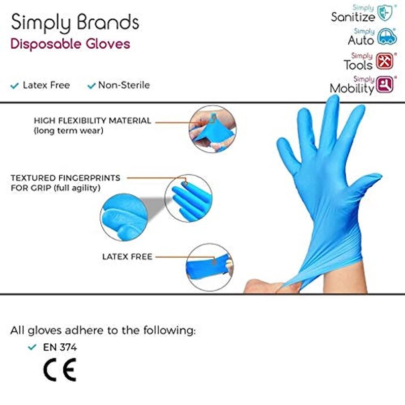 Simply Sanitize 100pk X-Large Nitrile/Vinyl Blend Disposable Gloves, Blue, VNG004