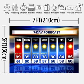 LUCKBTY Weather Forecast Backdrop 7x5ft Seven-Day Broadcast Sunny Day Photo Background Business Study Portrait Studio Prop Wallpaper RBJMYLU225
