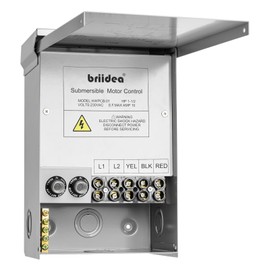 Well Pump Control Box, Briidea Control Box for 1.5 HP 230 Volt Deep Well Submersible Pump with 6 Preserved Holes, Weatherproof for Outdoor Use