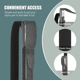 FINTIE Pencil Holder Compatible with Remarkable 2, Stylus Pouch PU Leather Pen Sleeve Portable Elastic Pencil Case Cover for Remarkable 2/BOOX/Scribe Stylus Pen, Grey