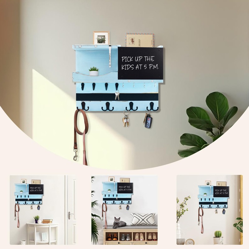 HEKOOLA Farmhouse Key and Mail Holder for Wall Decorative, Mail