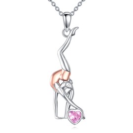 VONALA Ballerina/Cheerleader/Gymnastics 925 Sterling Silver Necklace Sports Pendant Jewellery Gifts for Women Birthday Christmas, Sterling Silver, No Gemstone