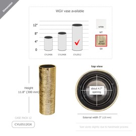 WGV Ceramic Cylinder Vase Bulk Width 5" Height 12" Elegant Unique Modern Matte Floral Container Planter Pot Centerpiece for Event Party Wedding Office Home Decor, Gold Textured 6 Pieces