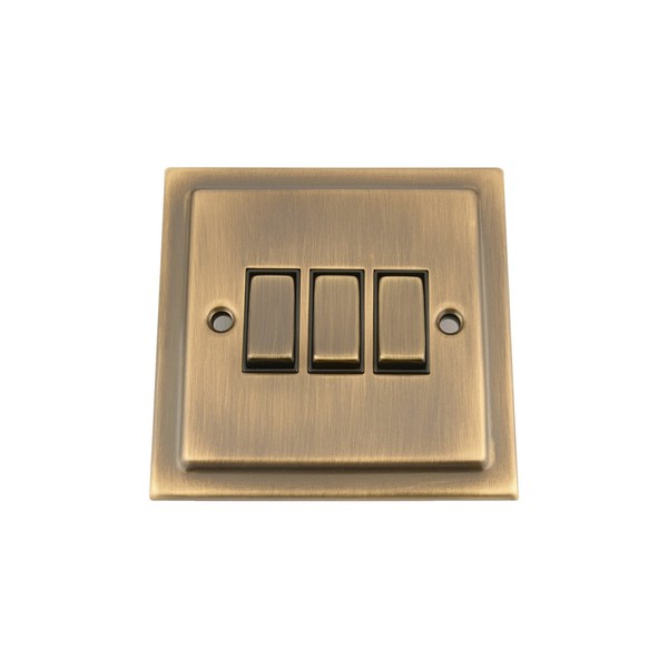 Light Switch 3 Gang 2 Way 10 Amp - Victorian