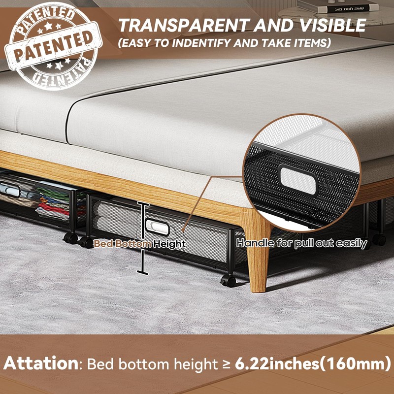PHINOX Under Bed Storage Containers with Wheels - Shoe Storage