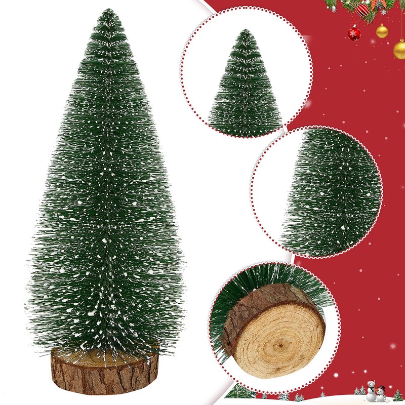 Fuyuleyo 6Pcs Mini Christmas Tree Bottle Brush Trees, Miniature Snow