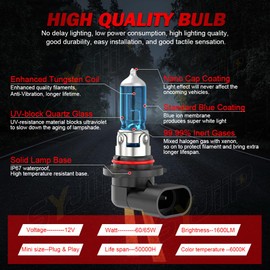 Upgraded Halogen Headlight Bulbs For Subaru Outback 2015 2016 2017 2018 2019 2020 2021 2022, 9005 H11 High Low Beam Headlamp Lights, 6000K White 12V 55W, 300% Brightness, Plug n Play, 4-Pack