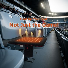 Melissa Melissa Portable Heated Seat Cushion with USB, 3 Heat Settings, Foldable Heating Chair Pad for Office, Home, Stadium, Camping, Wheelchair C Lightweight & Easy to Carry - 17x17x1.4 inch (Black)