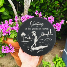 Golfing Memorial Stone Garden for Golfer Memorial Golfing in Heaven Stepping Stone Sympathy Golfing Funeral Gift Loss of Loved One in Loving Memory (Male)
