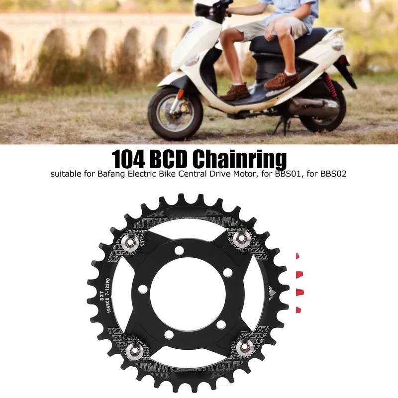 Keenso 104BCD Chainring, 32T Chainring Mid Drive Chainring Adapter Aluminum