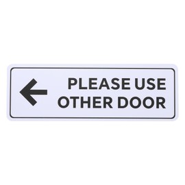 YOKIVE Please Use Other Door Sign, ABS Plastic Self-Adhesive Use Other Door Sign Sticker with Arrow, Great for Business Office Entrance Stores(White, 9 x 3.-Inch)