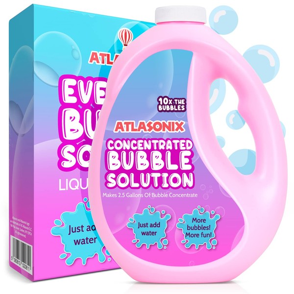 Atlasonix Bubble Solution Refill 34 OZ (Up to 2.6 Gallons) - Bubble Refill Solution Bottle, Non-Toxic Bubbles for Kids, Bubble Machine Solution, Bubbles Mix for Bubble Machine