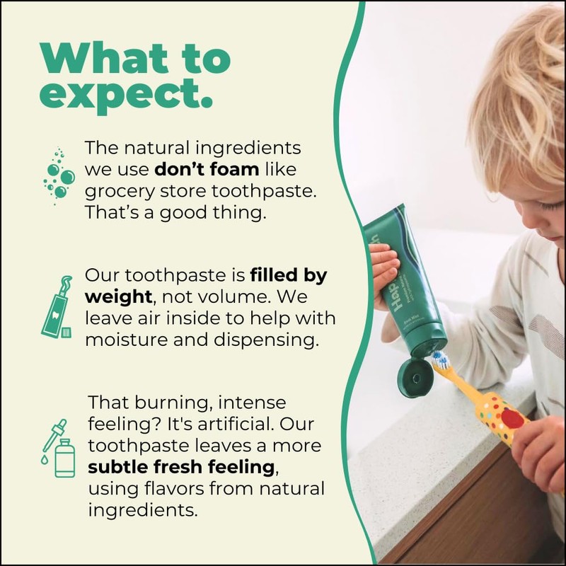 Happy Tooth Hydroxyapatite Toothpaste, Fluoride Free, Natural Whitening for Kids,