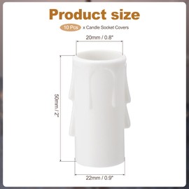 PATIKIL 2 Inch Tall Candle Covers Sleeves, 10Pcs Plastic E12 Chandelier Socket Sleeves Drip Candle Socket Covers Bulb Light Base Holder for Crystal Candle Lamps, White