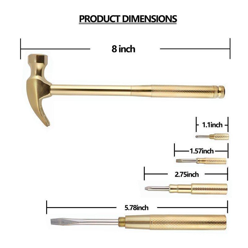 LANDIBO 6-in-1 Multi-Tool Camping Hammer Set with Slotted/Flat Head Phillips