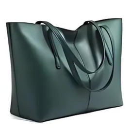 pokiele Tote Bag, PU Leather, A4 Compatible, Business, Casual, Lessons, Mother's Bag, green