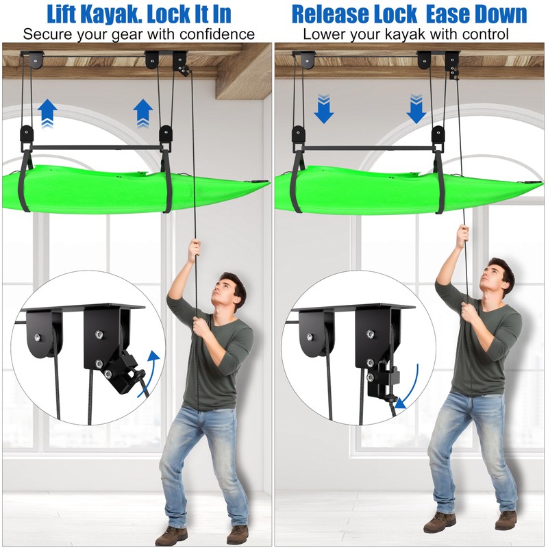 KOSEOO Kayak Hoist for Garage Ceiling Storage, Kayak Lift Pulley
