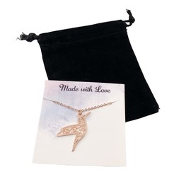 Hummingbird Pendant Necklace, Beautiful, Dainty, Minimalist Charm (Rose Gold Tone) Miss Fit Boutique
