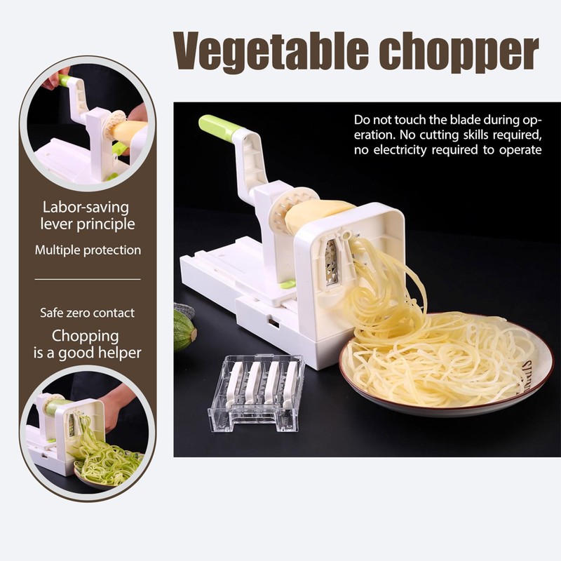 5-Blade Vegetable Spiralizer for Veggie Noodles – Quick Kitchen Slicer