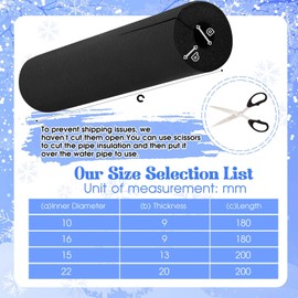 Kajaia Winter Length Slit Black Antifreeze Pipe Insulation Lagging Pipe Cover Foam Tube Cladding Foam Tube Hose for Heating Plumbing Indoor Outdoor(22 mm Inner Diameter, 2 Meter Long)