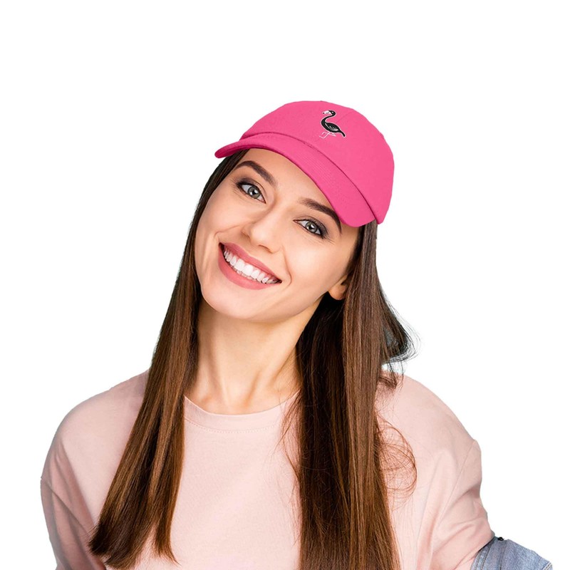 DALIX Black Flamingo Womens Dad Hat Baseball Cap Embroidered in