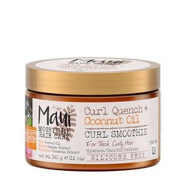 Maui Moisture - Batido Curl Quench + con aceite de coco para rizos, 12 onzas, crema cremosa para peinar sin silicona para rizos gruesos, retorcidos, trenzas, peinados para lavar y llevar