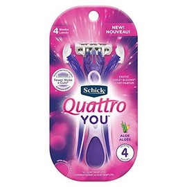 Schick Womens Quattro Razor Exotic Violet Blooms 4 Count (2 Pack)