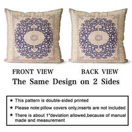 Snylcce Boho Throw Pillow Covers Set of 2 -Wheat Color Antique & Vintage Design, Double-Sided Pattern 45x45 cm Soft Cushion Covers for Garden Couch, Sofa, Bed - Decorative 45x45 CM Pillowcases