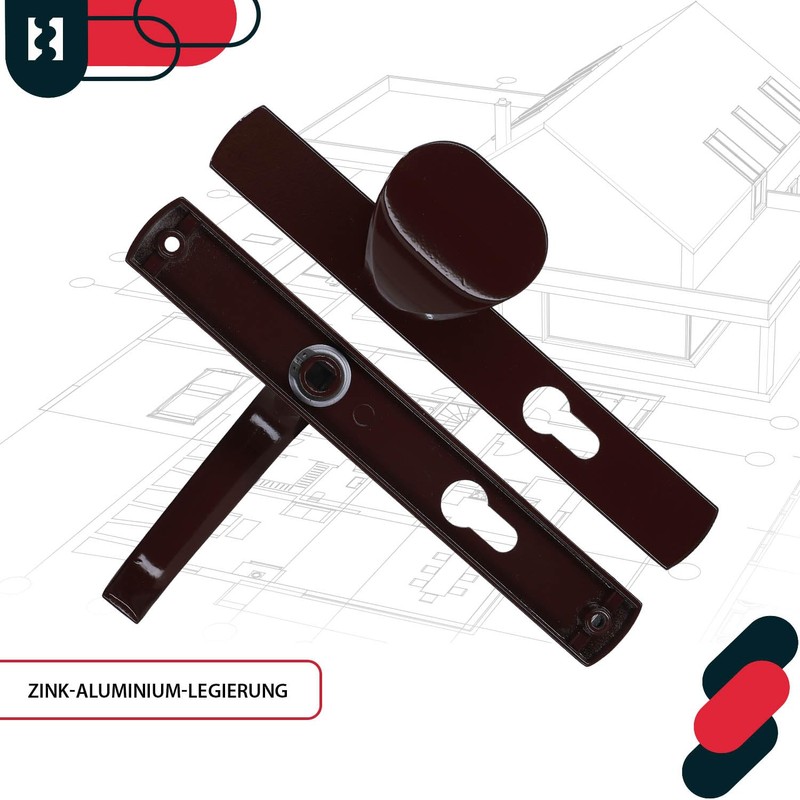 KOTARBAU® Door Handle Set 72 mm Long Plate Brown Profile