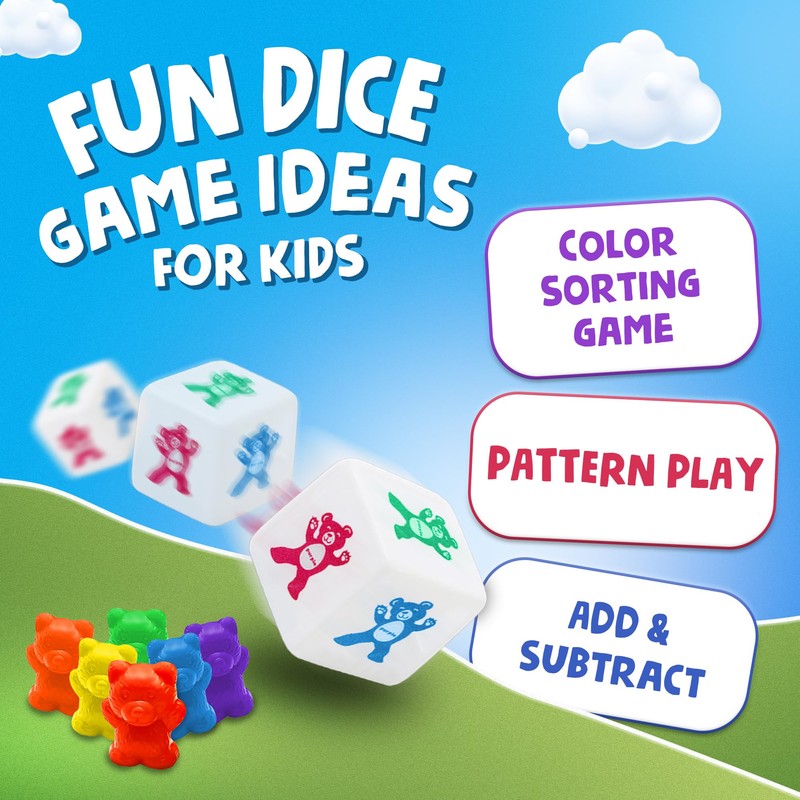 Skoolzy Counting Bears Set - 70 Pc Color Sorting Sensory