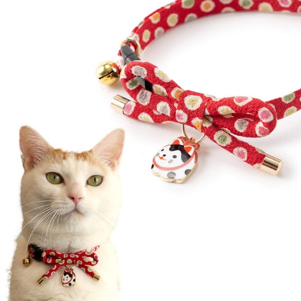 Necoichi Zen Hariko Charm Cat Collar (Red)