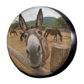 Foruidea Funny Donkey Spare Tire Cover Dust-Proof Wheel Tire Cover Fit Trailer, RV, SUV and Many Vehicle (14, 15, 16, 17 Inch)
