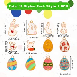 COGCHARGER 60 Pieces Easter Charms Pendant Enamel Egg Rabbit Charm Alloy Enamel Pendants for Jewelry Necklace Earring Making Crafts