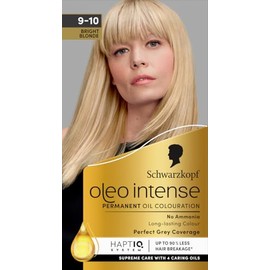Schwarzkopf Oleo Intense Permanent Oil Colour Hair Dye, 100% Grey Coverage, Conditioner with HaptIQ System, Long-Lasting Colour, Ammonia Free Hair Dye - 9-10 Bright Blonde