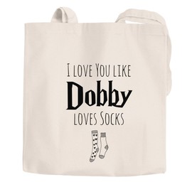 MoonWorks Jute Bag I Love You Like Dobby Loves Socks Gift Love, Dobby Natural