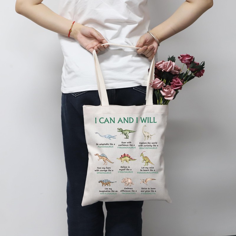 Dinosaur Tote Gift Dinosaur Lovers gift Dinosaur Motivational Bag Dinosaur