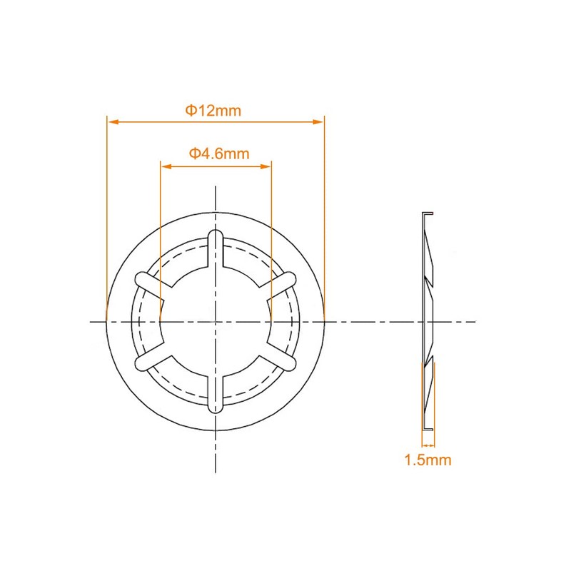 sourcing map M5 Washer 4.6mm I.D. 12mm O.D. Internal Tooth