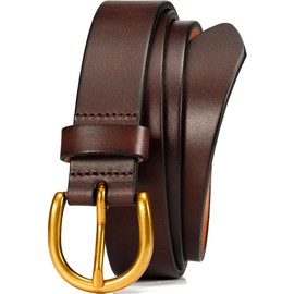 WOLFANT Womens Casual leather Jean Belt,1.1" Ladies Belt with Gold Buckle,100% Italian Full Grain Real Solid Leather