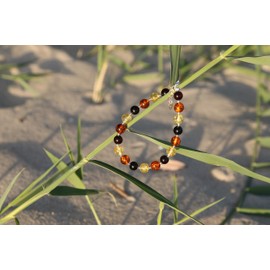 ANDANTE Premium Collection Genuine Baltic Sea Amber Bracelet in 925 Sterling Silver Adjustable Length 19-21 cm Certified Gold of the Sea Colour Cherry, Cognac, Lemon, Genuine Baltic Sea natural amber