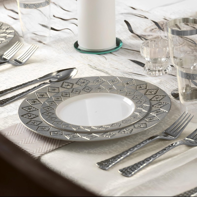 DecorLine Stunning White & Silver "Imperial" Soup Bowls - 12