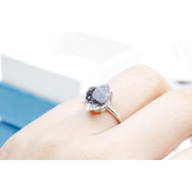 K KOUOKU Ancient Hearkimer Diamond Ring, 18K Gold Plated, Silver, S925 Stamped, Women's Ring, Hypoallergenic, Power Stone, Natural Stone, One Size Fits Most, Wedding, Engagement, Gift, Sterling Silver