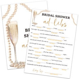HQLOW Bridal Shower Games 30 Guests for Engagement Wedding Party, Bridal Games for Showers Wedding Shower Games - Bridal Shower Ad Libs Wedding Advice (Gold Champagne) -007