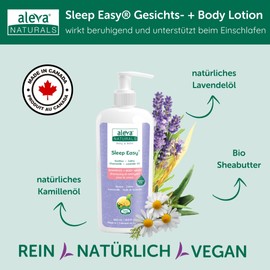 Aleva Naturals Sleep Easy® Baby Lotion – 100 % natürliche Inhaltsstoffe – Sanfte Gesicht- & Körperpflege mit Lavendel, Kamille & Sheabutter – Für Babys & Neugeborene – Vegan – Made in Canada
