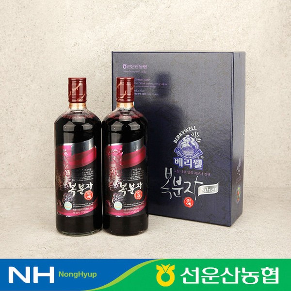 [On Sale] Seonunsan Agricultural Cooperative Berrywell Bokbunja Essence Branch Gift Set (700ml x 2 bottles) / Bokbunja Concentrate / [온세일]선운산농협 베리웰 복분자 진액 지관 선물세트 (700ml x 2병) / 복분자 농축액