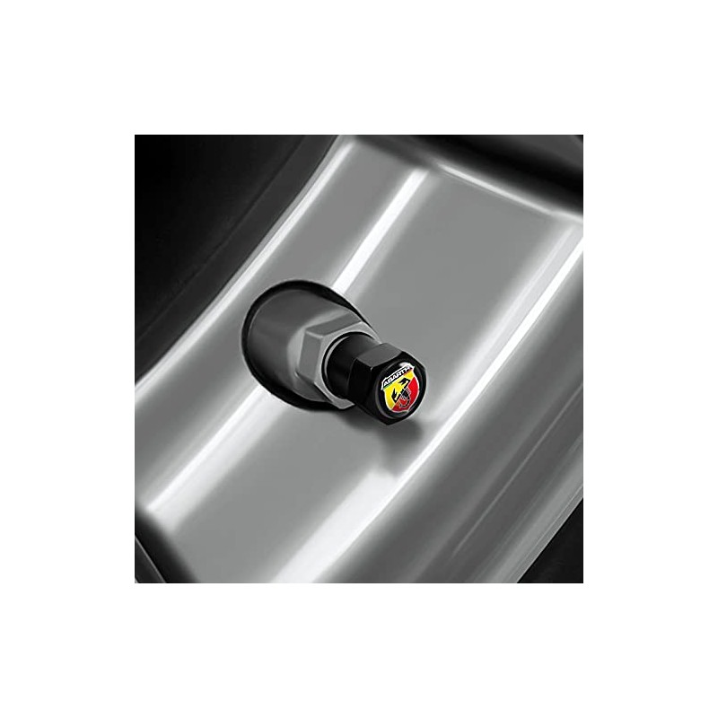 Black Dust Valve Cap with Ultra Gloss Black Abarth Logo.