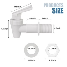 1 Pcs White Spigot for Beverage Dispenser, BPA-Free Replacement Cooler Faucet, Water Dispenser Replacement Parts, Reusable Spigot Nozzle, Plastic Faucet, Water Jug Nozzle (1, White)
