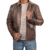 STOREJEES Mens Brown Leather Jacket | Brown Distressed - L