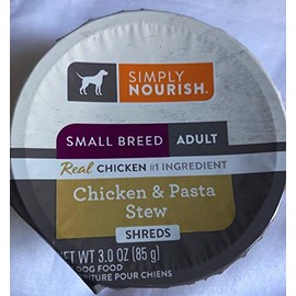 SIMPLY NOURISH Small Breed Adult Dog (6) Chicken & Pasta Stew Shreds 6-3 Ounce Cups
